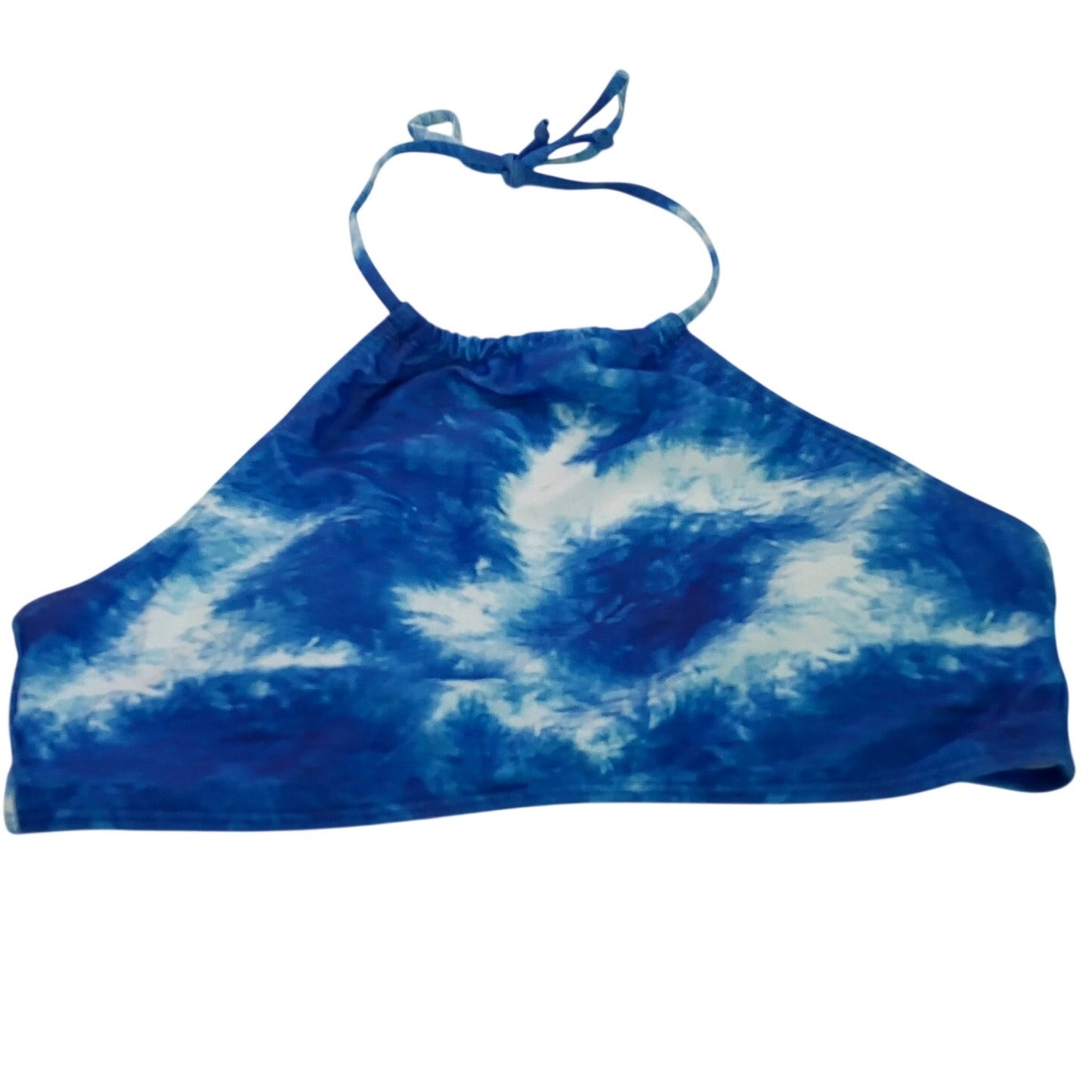 Naggoo Blue White Tie Dye High Neck Halter Bikini Top Women’s Small (US 4)