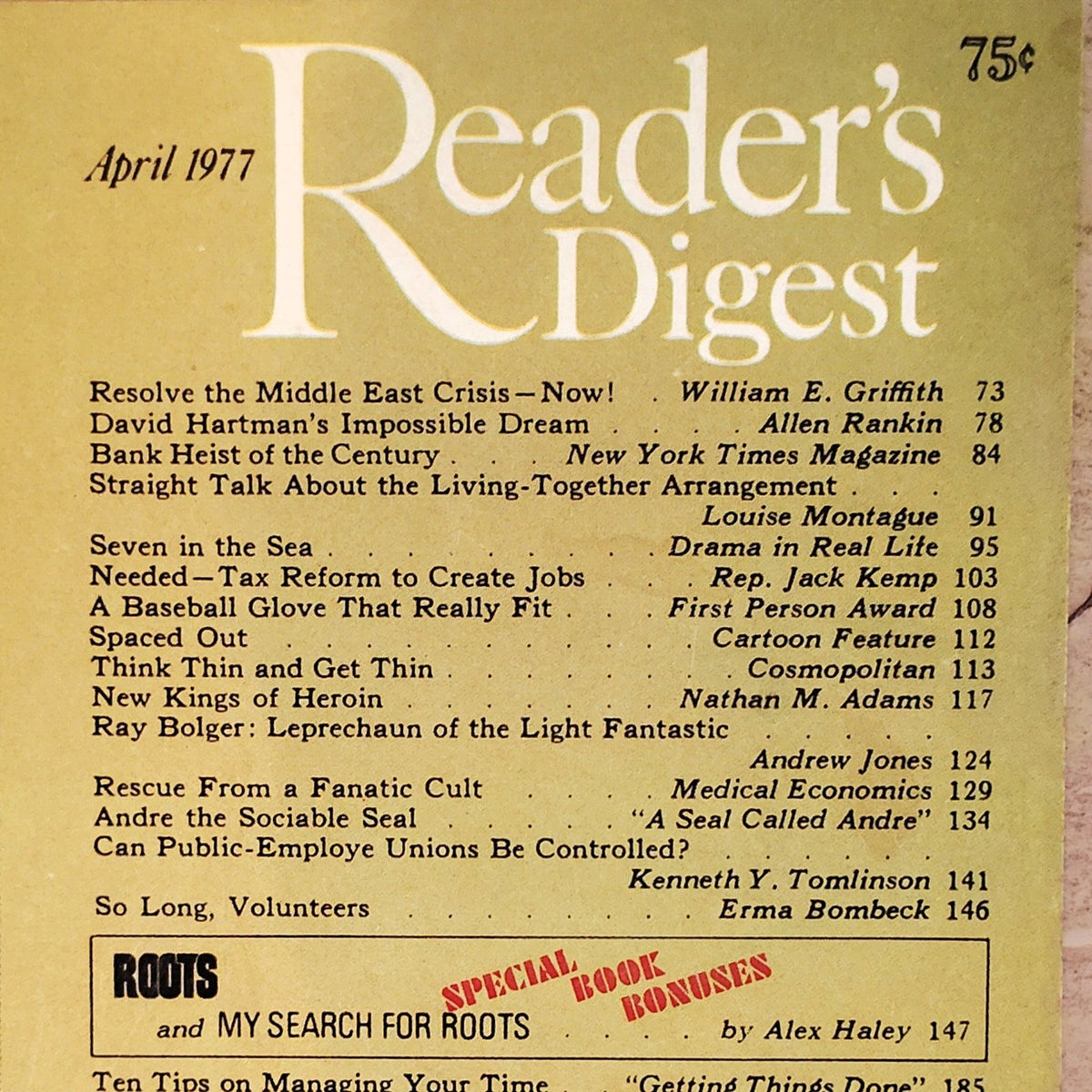 Reader's Digest April 1977 - Alex Haley's Roots Excerpt, Vintage Magazine