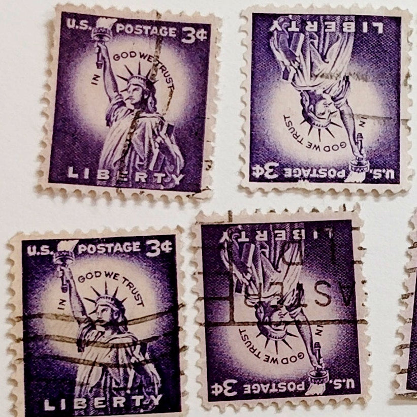 Lot of 10 – 1954 USA 3¢ Statue of Liberty Scott 1035 – Liberty Series, Canceled