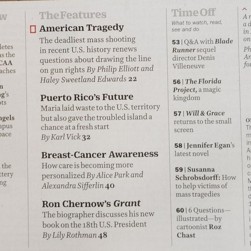 Time Magazine October 16 2017 America's Nightmare Las Vegas Back Issue