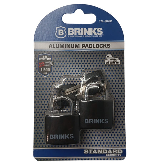 Brinks 174-30201 30mm Aluminum Padlock 2-Pack Keyed Alike Standard Security