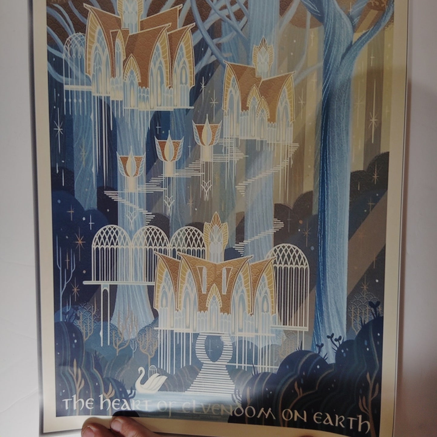 8"x12" Retro Travel Art Print, Lothlórien Elven Realm From The Lord of the Rings