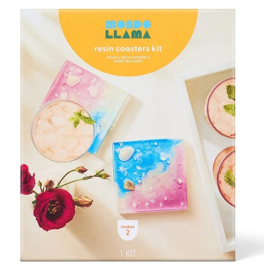 2ct Shell Resin Coasters Craft Kit – Mondo Llama – DIY Resin Pour Set with Molds, Shells & Pearls