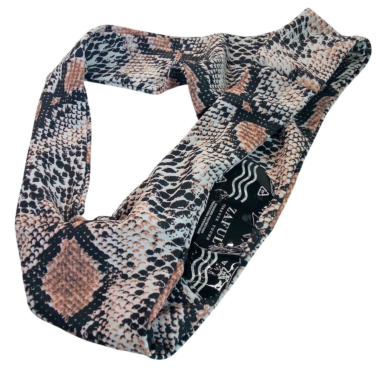 Zaful Snakeskin High Cut V Front Bikini Bottoms Women’s Small Black Orange