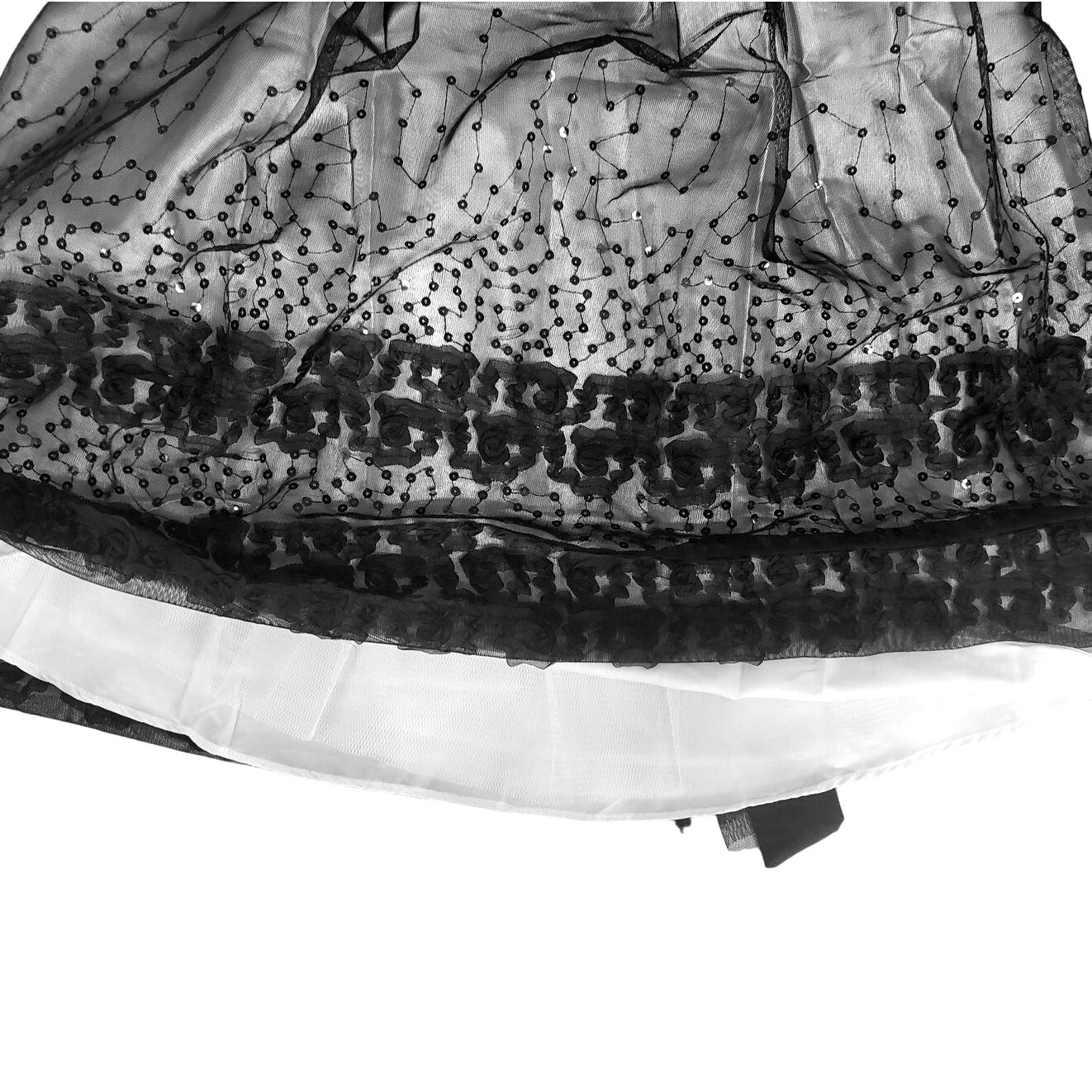 Bonnie Jean Big Girls' Sheer Bonaz Trim and Sequin Border Knee Length Dress, 14