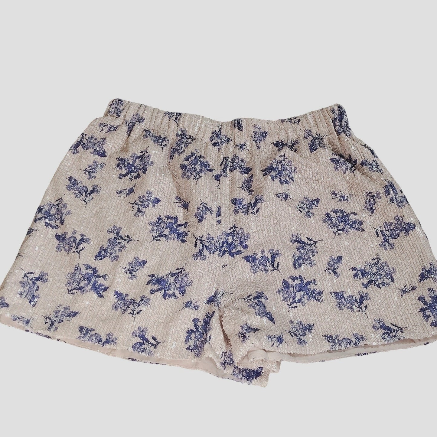 River Island Women’s Blue Floral Sequin Shorts, U.S. Size 6