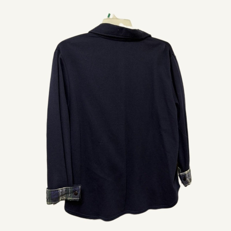 BFA Classics Collections Etc. Navy White Striped Sweater & Fleece Jacket Set L