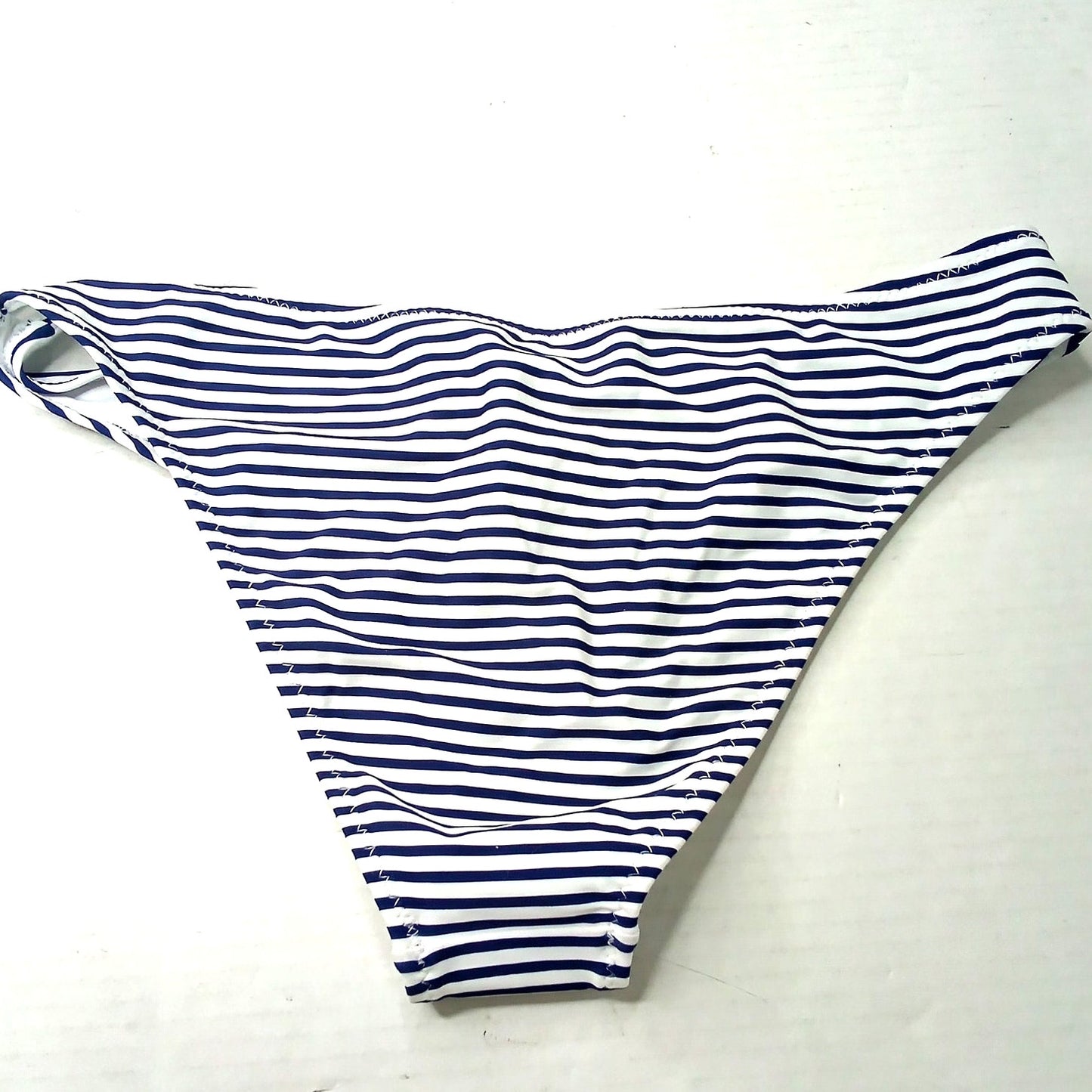 Cupshe Blue Striped High Waisted Bikini Bottoms Classic Swim Bottoms Medium