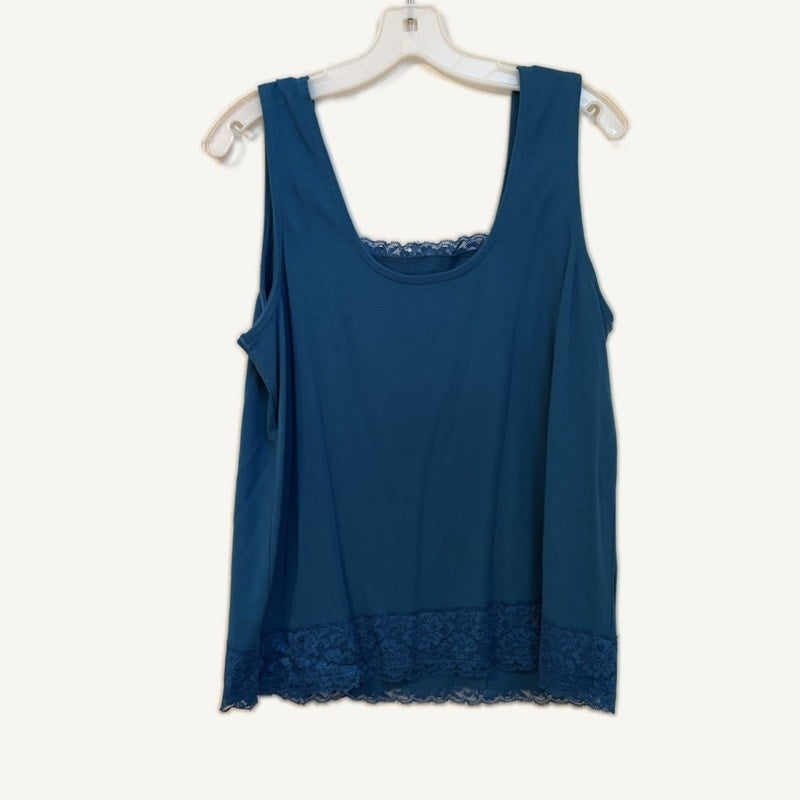 Blair Women's Teal Tank Top & Open Knit Cardigan 2-Piece Set Large