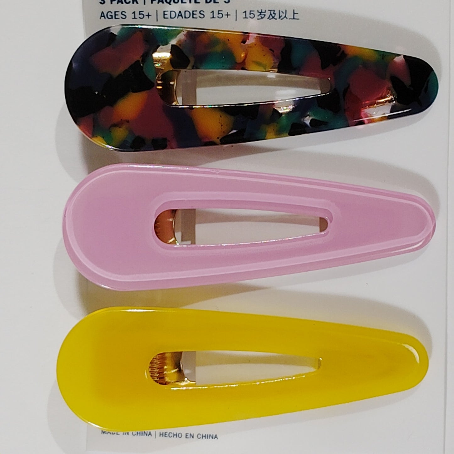 Old Navy Hair Clips – 2 Matching 3-Packs, Teardrop Style, tortoise, pink, yellow