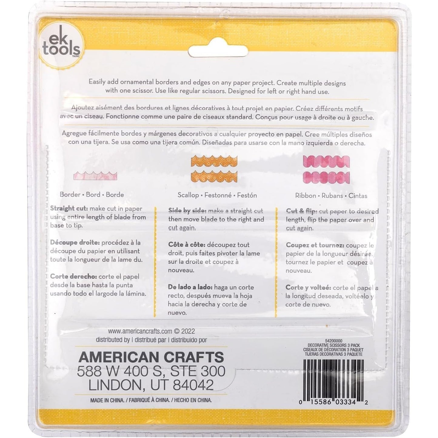 EK Tools Craft Scissors Set Border Scallop Ribbon Craft Scrapbook L/R Hand
