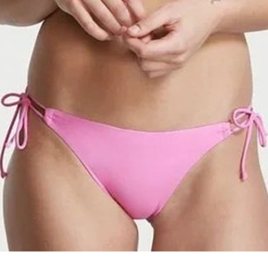 Tie‑Side Bikini Bottoms, Pink, XL (8-10) 32-34"W – 82/18 Nylon/Spandex  NWOT