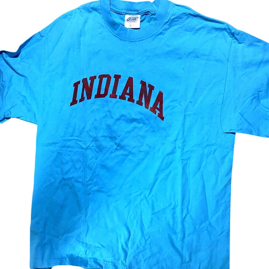 Indiana University Short-Sleeve T-Shirt, Blue w/ Red Text, Size Large