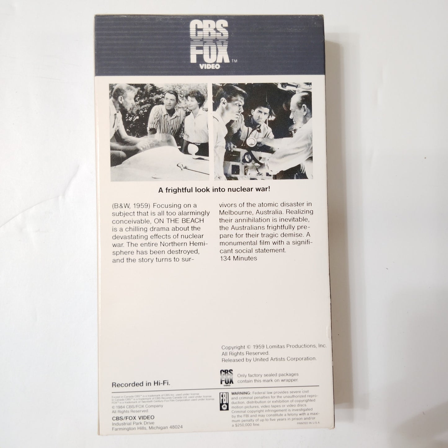 1959 On the Beach (VHS 1984) Gregory Peck Ava Gardner Stanley Kramer B&W Drama
