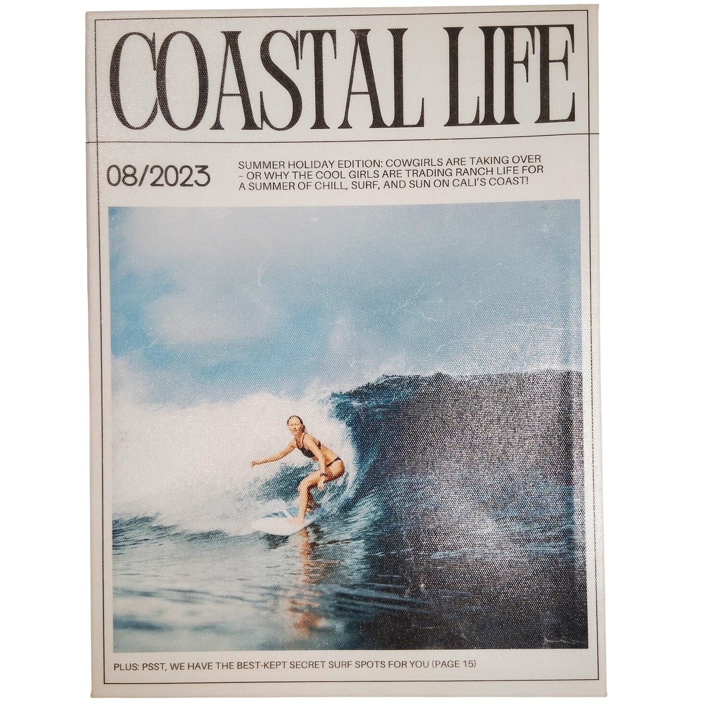 Coastal Life Preppy Surf Canvas Framed Wall Art Retro Magazine Style 15.6x11.8"
