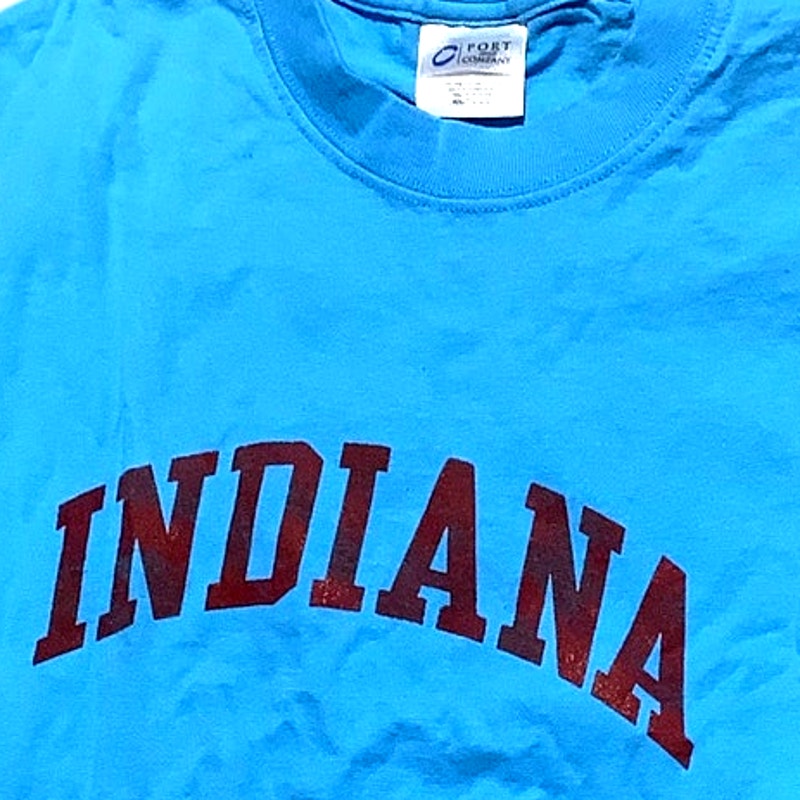 Indiana University Short-Sleeve T-Shirt, Blue w/ Red Text, Size Large