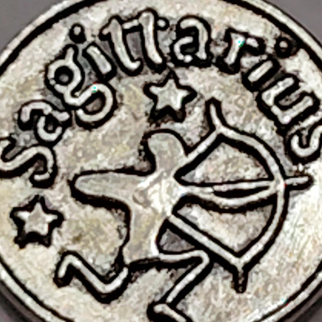 Sagittarius Zodiac Charm Patinated Silver‑Tone Archer 5/8" Medallion Pendant
