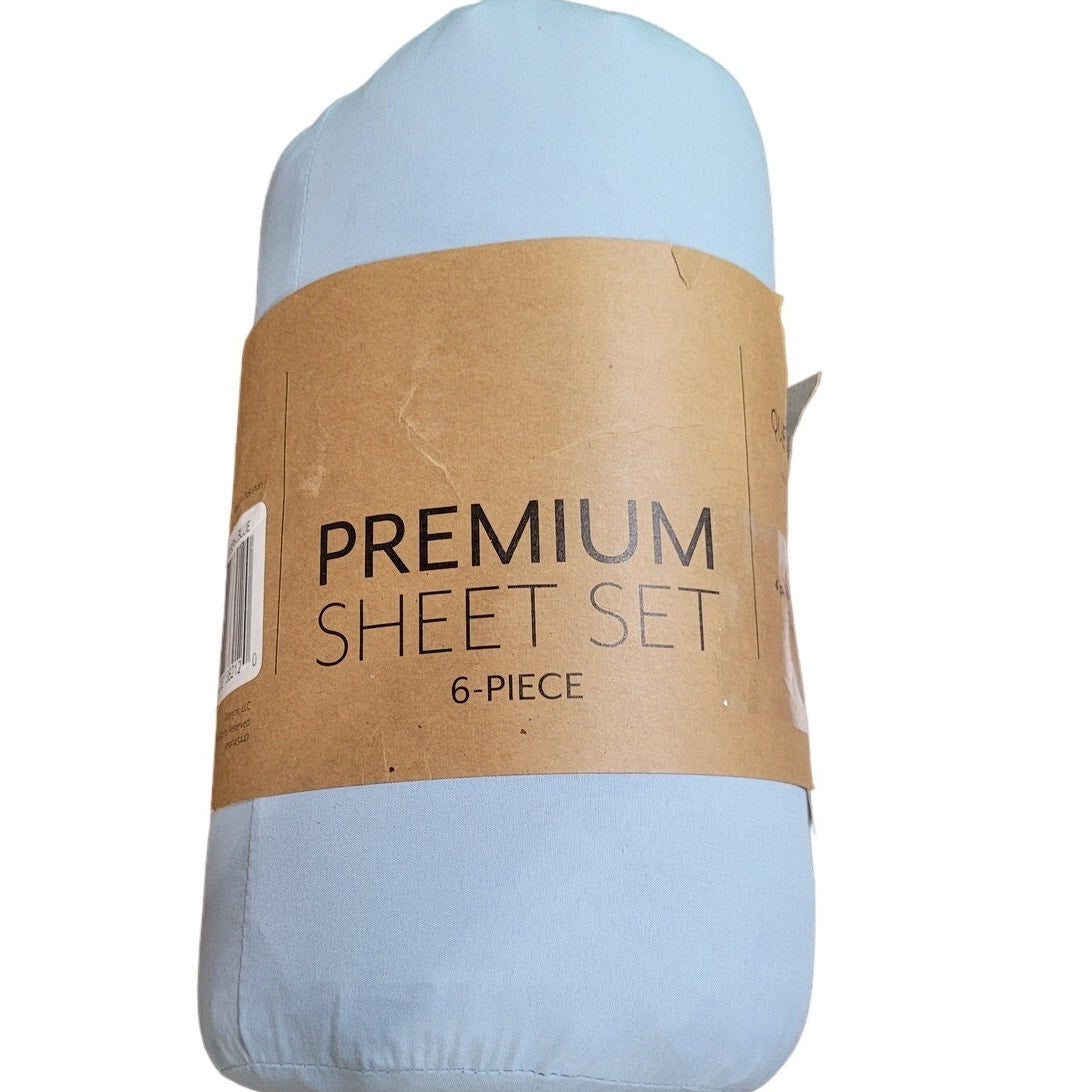 Casual Comfort Ultra Soft 6 Piece Solid Light Blue Microfiber Queen Sheet Set