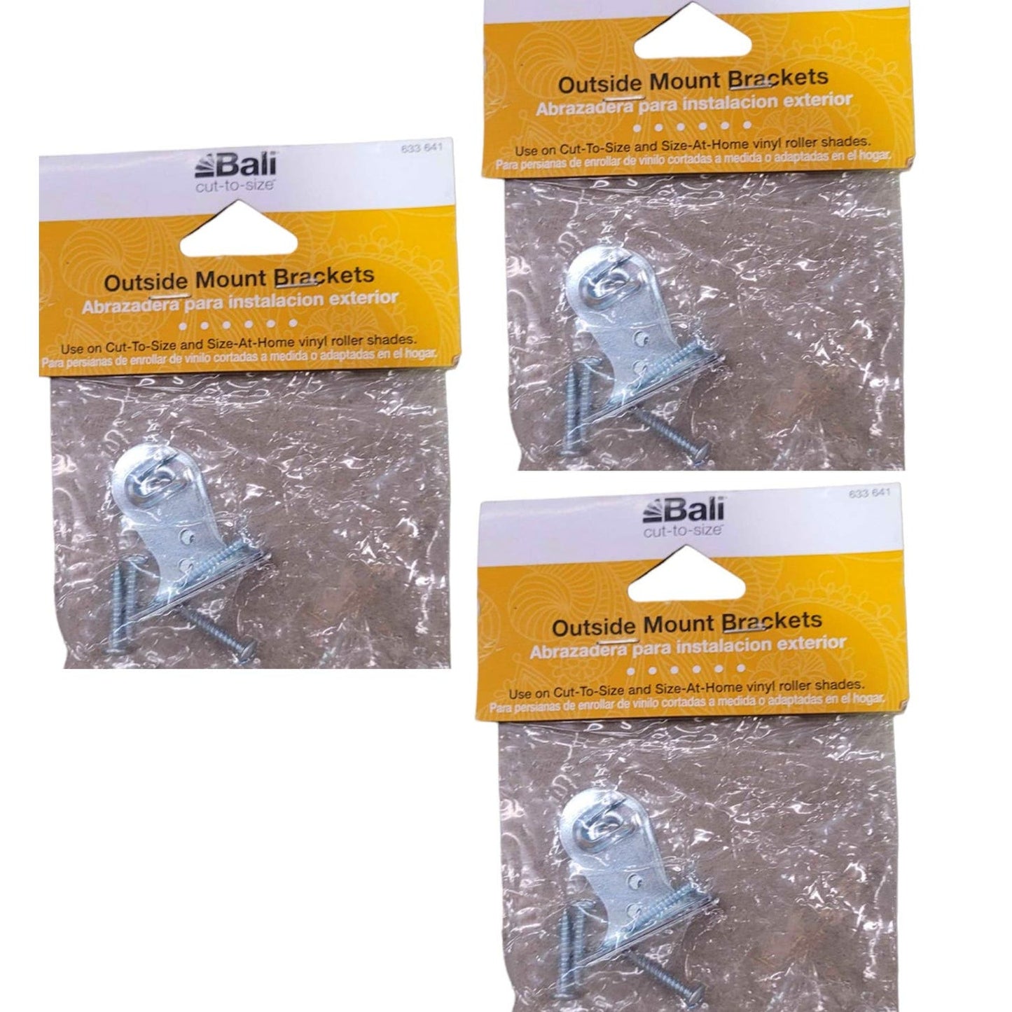 3 Packages- Outside Mount Roller Shade Brackets, NIP, 633641