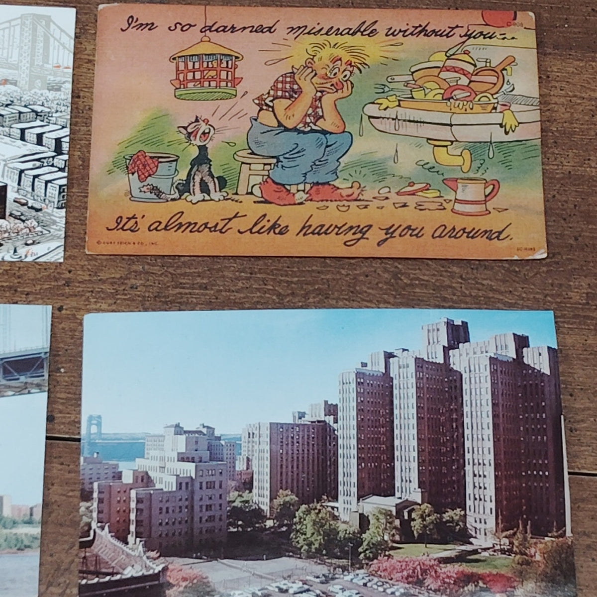 4 Vintage New York Postcards - Columbia-Presbyterian Medical Center & Comical