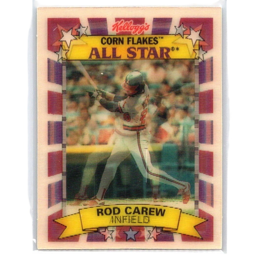 1992 Kellogg’s Corn Flakes Rod Carew #4 All‑Stars MLB 3‑D Lenticular Card VG