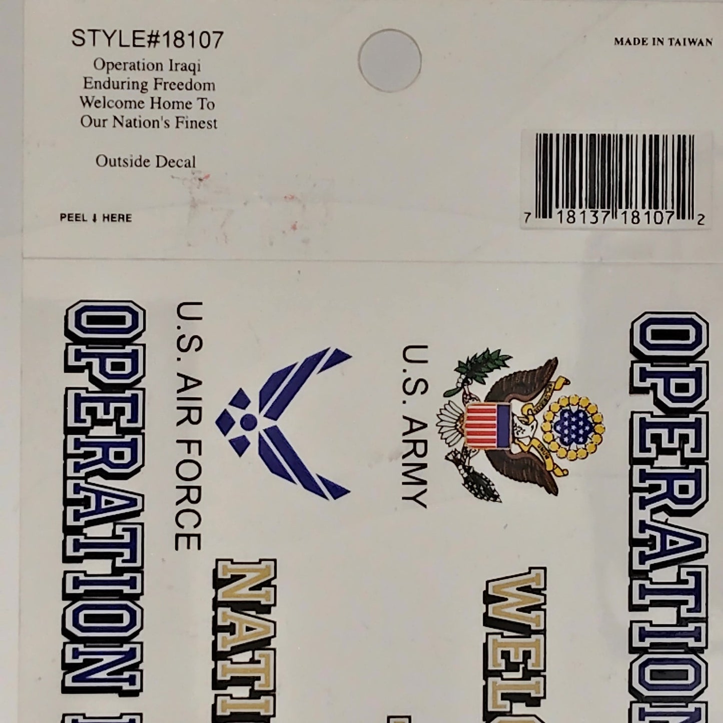 Operation Iraqi & Enduring Freedom Decal Sheet – 6" x 3.75" Welcome Home