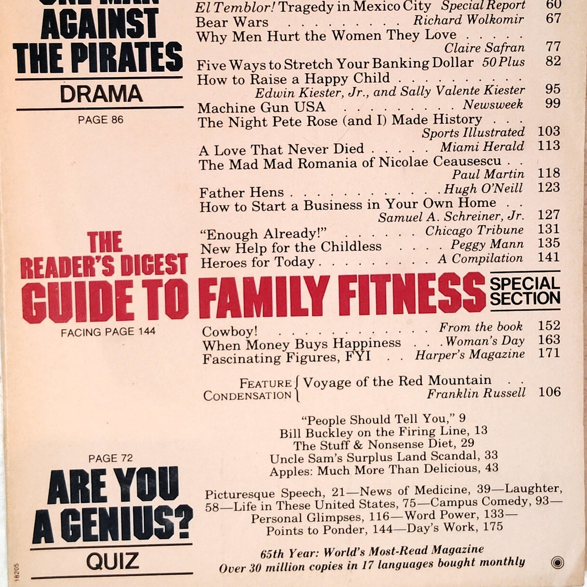 Reader's Digest January 1986 Magazine - Margaret Thatcher Family Fitness