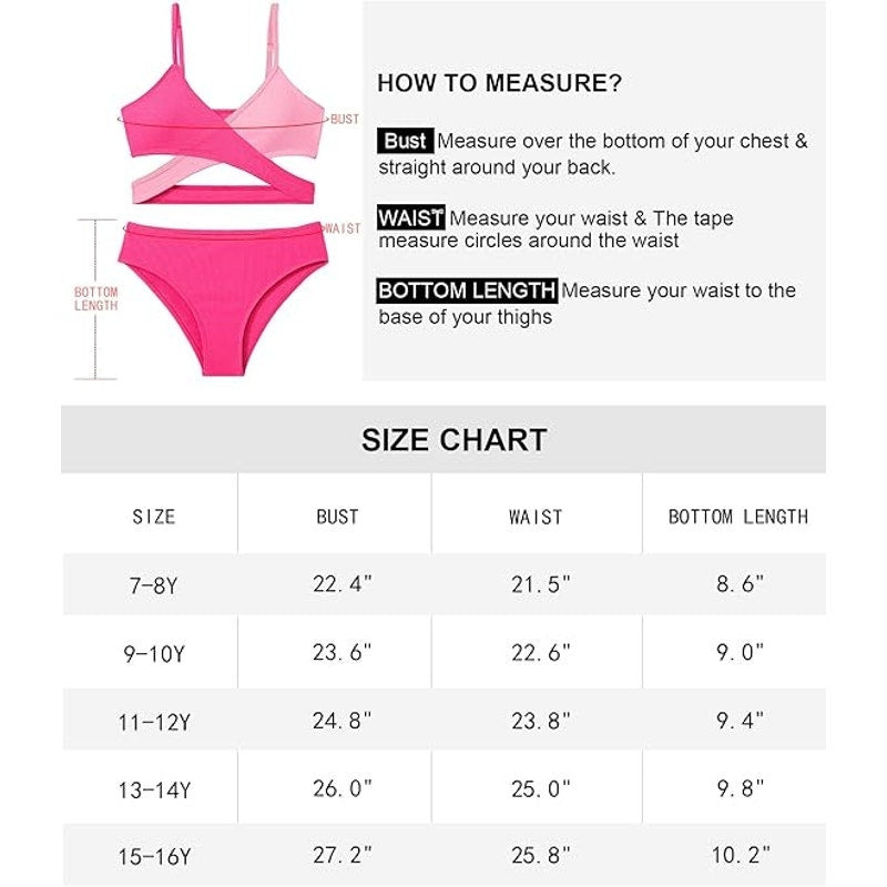 Aulyffo Girls Swimsuit Top – Pink Crisscross Style – Size 11–12Y – NWOT