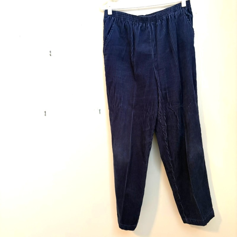 Blair Women's L Navy Corduroy Jacket & Elastic Waist Pants 2-Piece Set