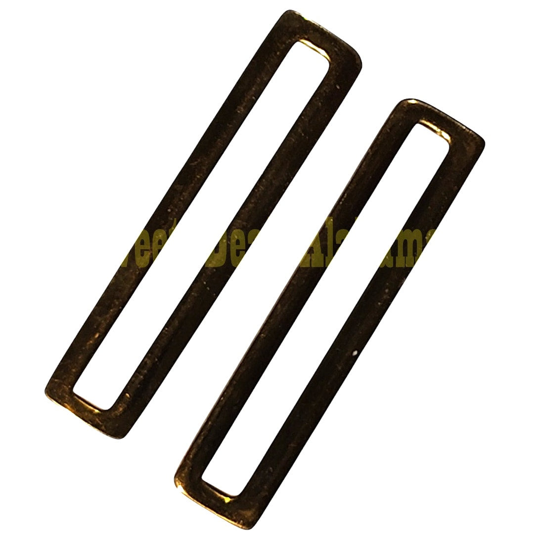 2 Brass Surplus Military Hardware, Likely Used Webbing Straps, 1-15/16"L x 3/8"H