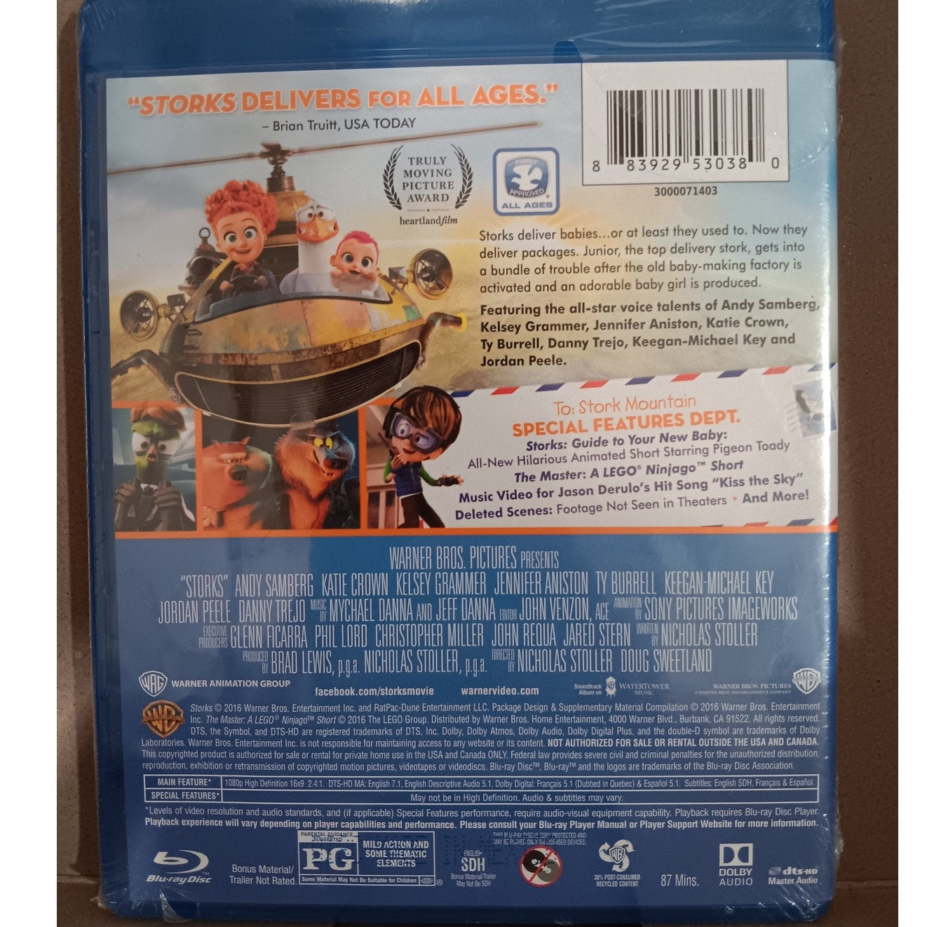 Storks – Blu-ray, 2016 Animated Family Comedy, Warner Bros., NIP