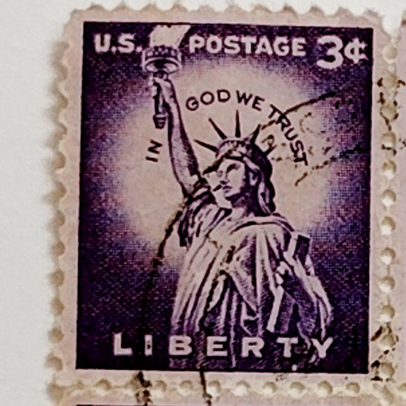 Block of 4 – 1954 USA 3¢ Statue of Liberty Scott 1035 – Liberty Series, Canceled