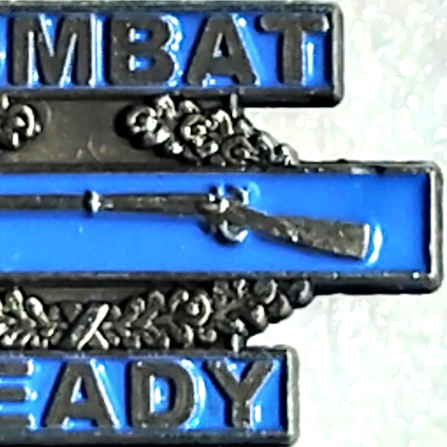 U.S. Army CIB “Combat Ready” Novelty Hat Lapel Brooch Pin, 1‑1/4"W × 7/8"H