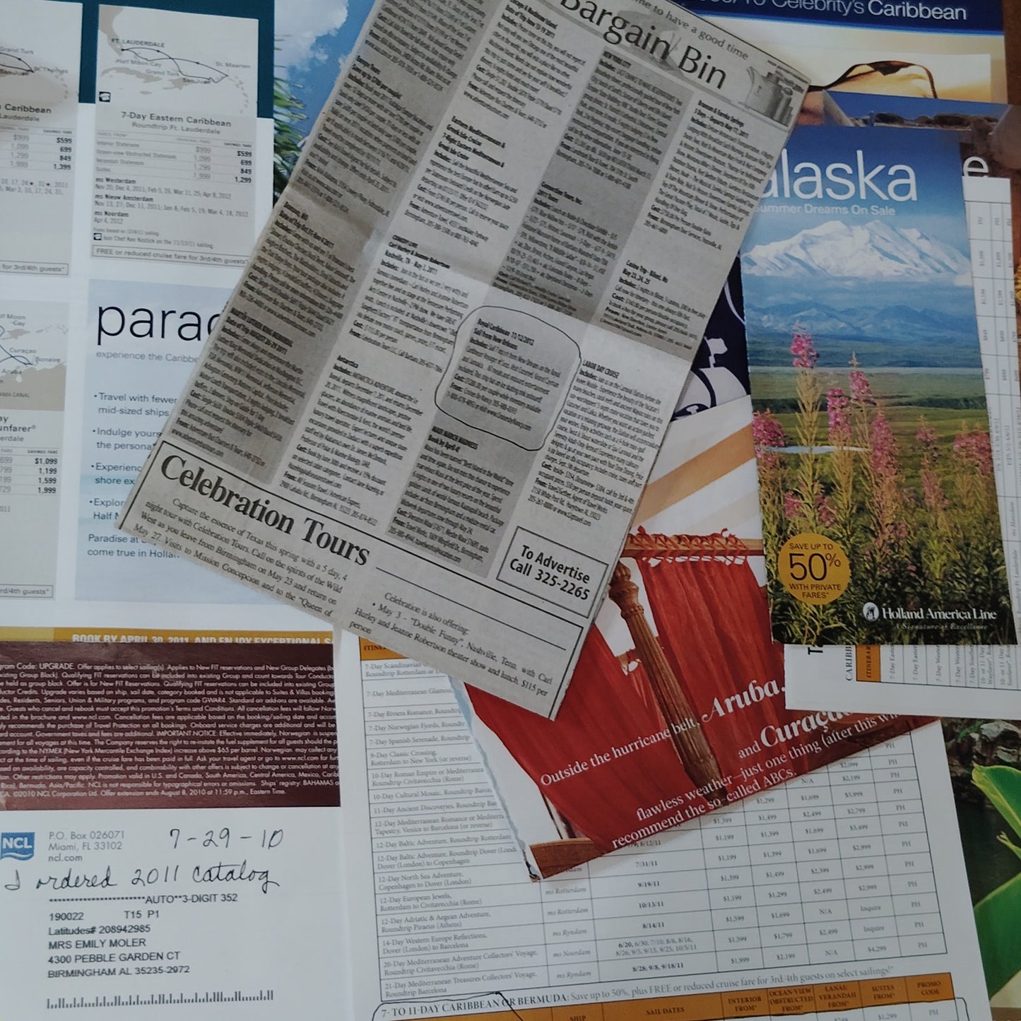 Caribbean Cruises Travel Ephemera Lot 2009-2010 Advertisements - Multi-color
