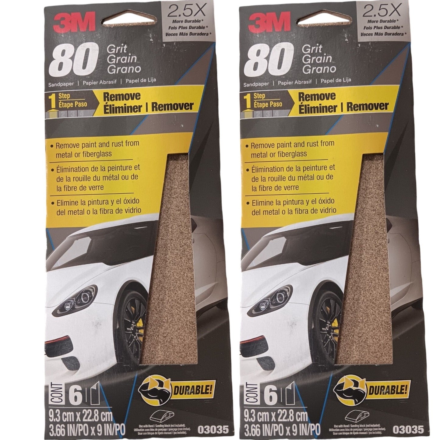 3M Wetordry Sandpaper 3035 – 80 Grit, 3 2/3" x 9", 12 Sheets (2-Pack)