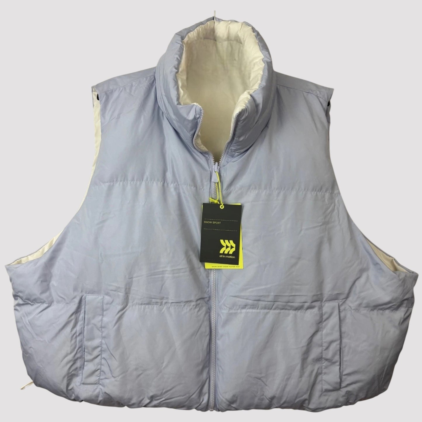 Women’s Reversible Snowsport Short Puffer Vest – All in Motion – Cream – 2X