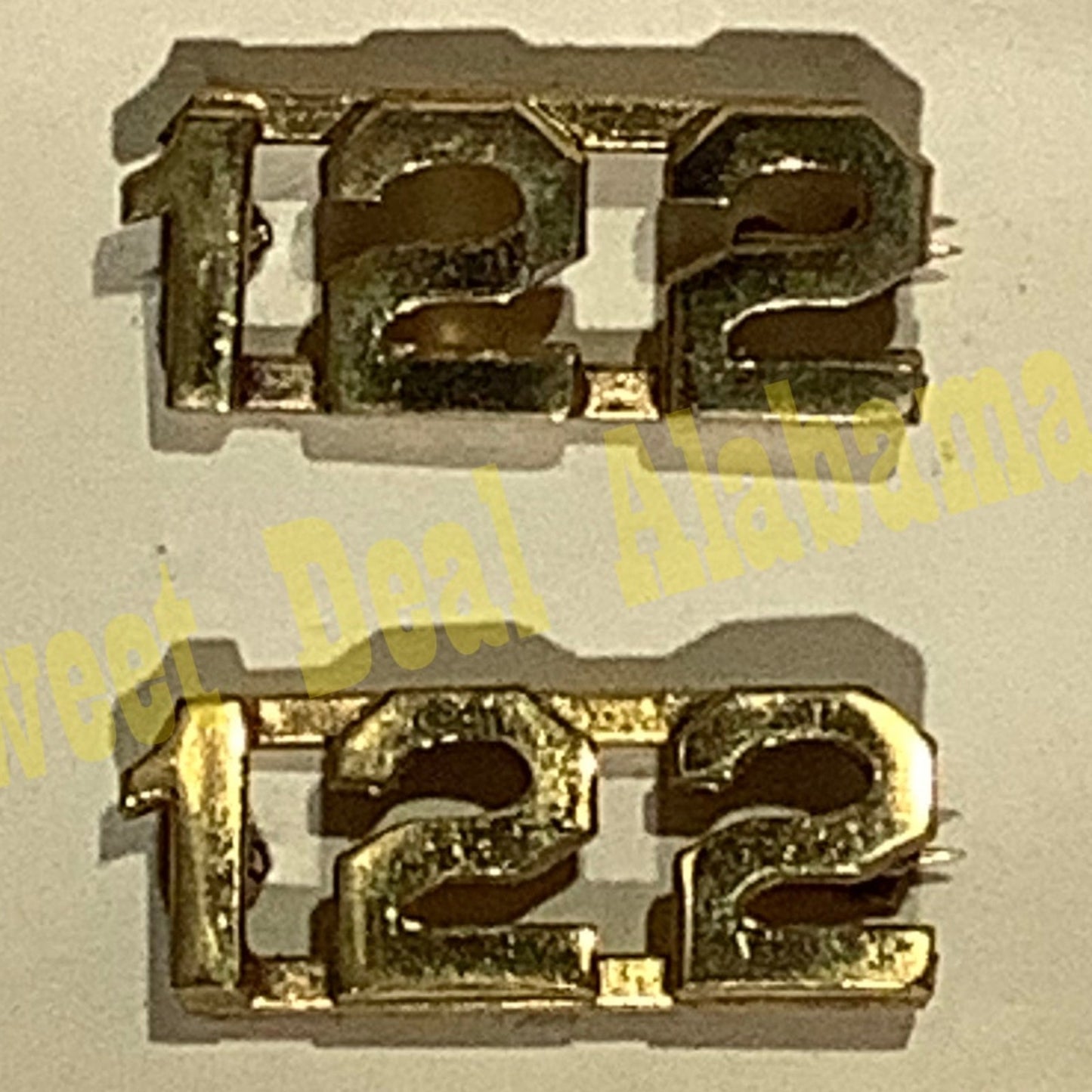 Early 1900s Brass C-Clasp Number "122" Collar Device 3/8"H Hat / Lapel Pins Set