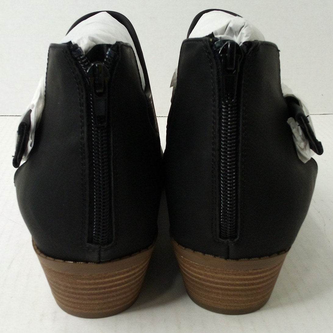 Lane Bryant 10W Black Perforated Ankle Boots Stacked Block Heel New with Box