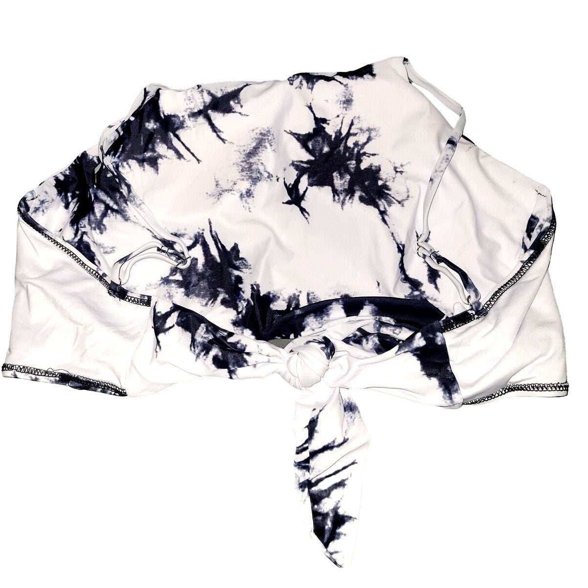 Avanova High Waisted, Tie Dye Tie Back Swimsuit Bikini Set Tie Dye Black, XS