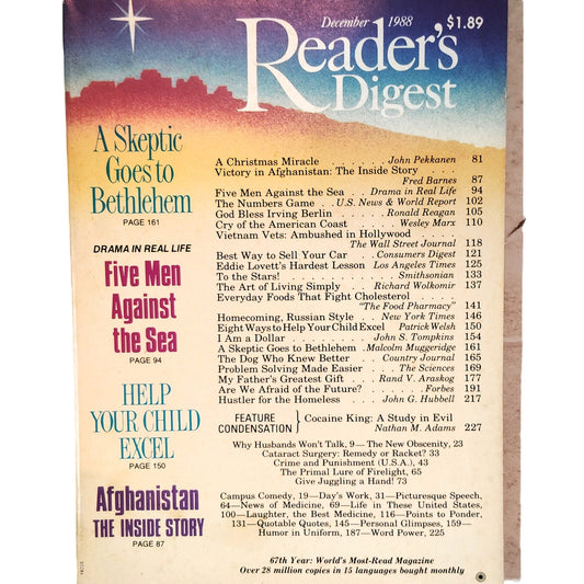 Reader's Digest December 1988 Christmas Issue, Victory in Afghanistan, VTG Issue