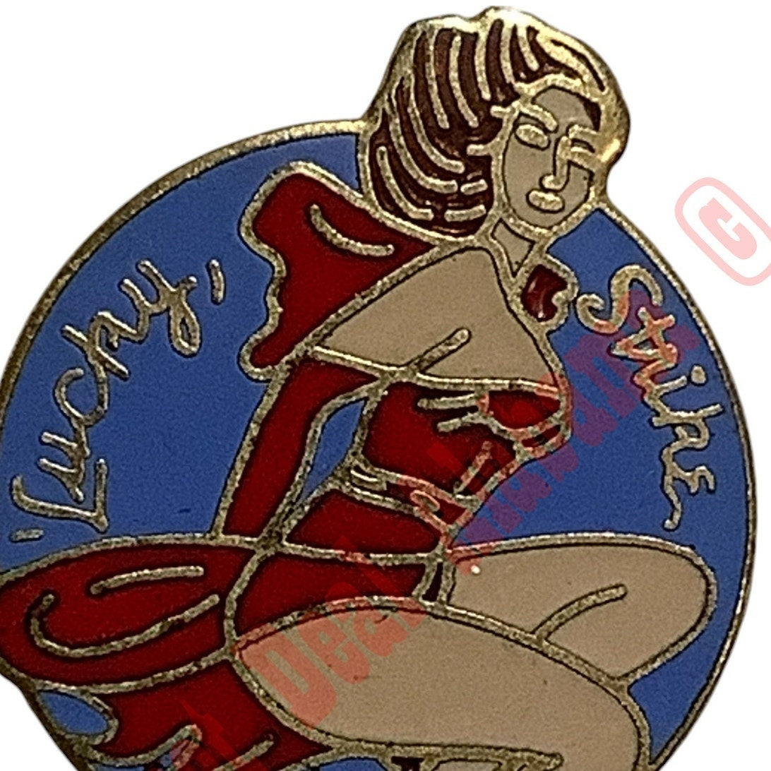 Lucky Strike Aviator's Hat/Lapel Pin 1-1/4"H x 7/8"W WWII Aviator's Nose Art