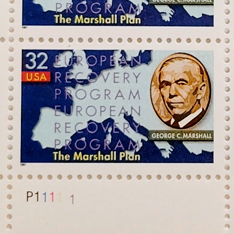Block of 4 – 1997 USA 32¢ Marshall Plan MNH Scott 3141 Plate Block