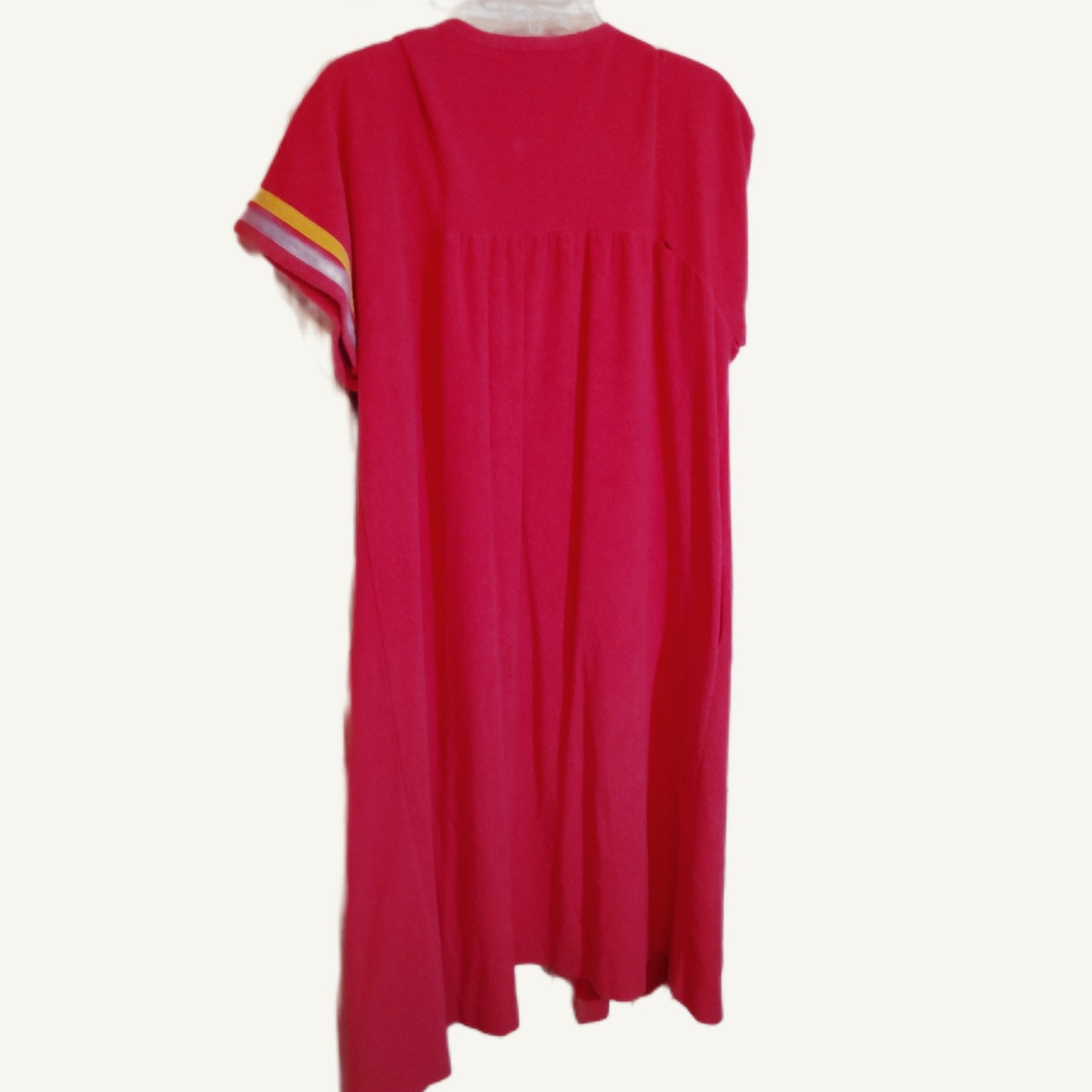 Vintage Shadowline Terry Cloth Robe Pink Embroidered Parrot Snaps Medium