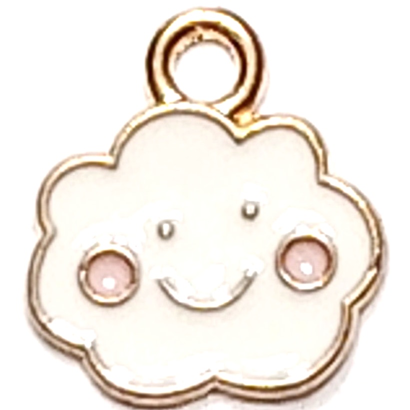 3‑Pack Cloud Charms Enamel Smile Pendant 3/8" Jewelry Making DIY Findings