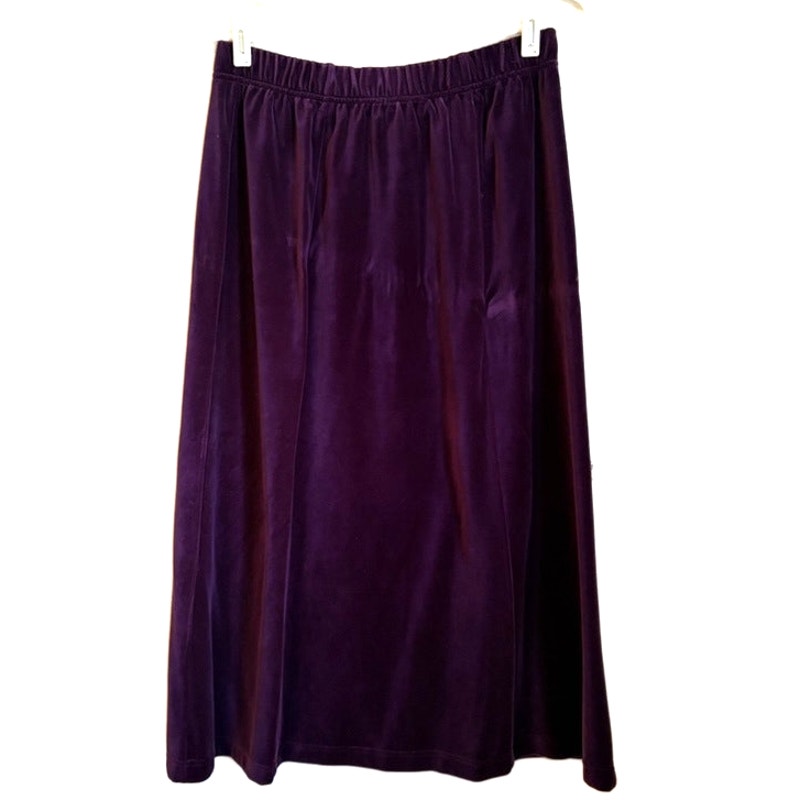Appleseed's Soft Surroundings Purple Velvet Silk 5PC Skirt Set L Scarf Top
