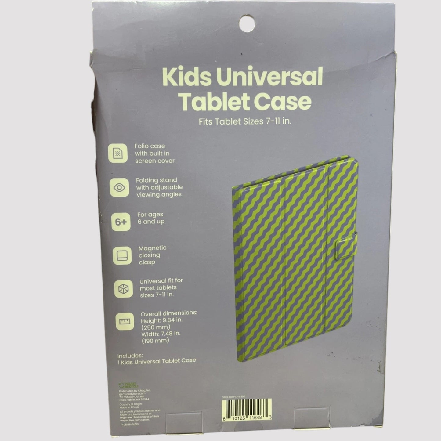 GEMS Kids “Zig Zag” Universal Tablet Case – Purple/Green – 7–11 Inch