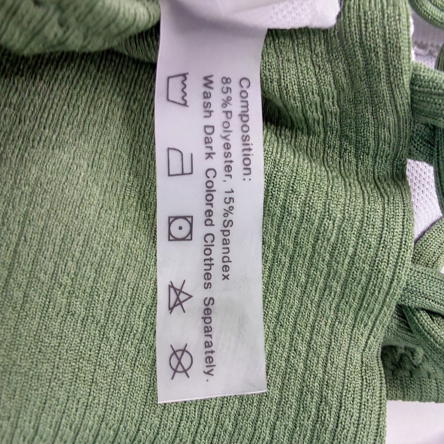 Zaful Green Scalloped Bikini Top Ribbed Strappy Back Swimwear Medium (6) – NWT