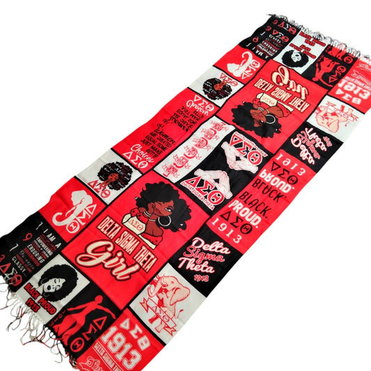 Delta Sigma Theta Inspired Scarf Red & White Polyester 27"x70" – Elephant Infinity Design