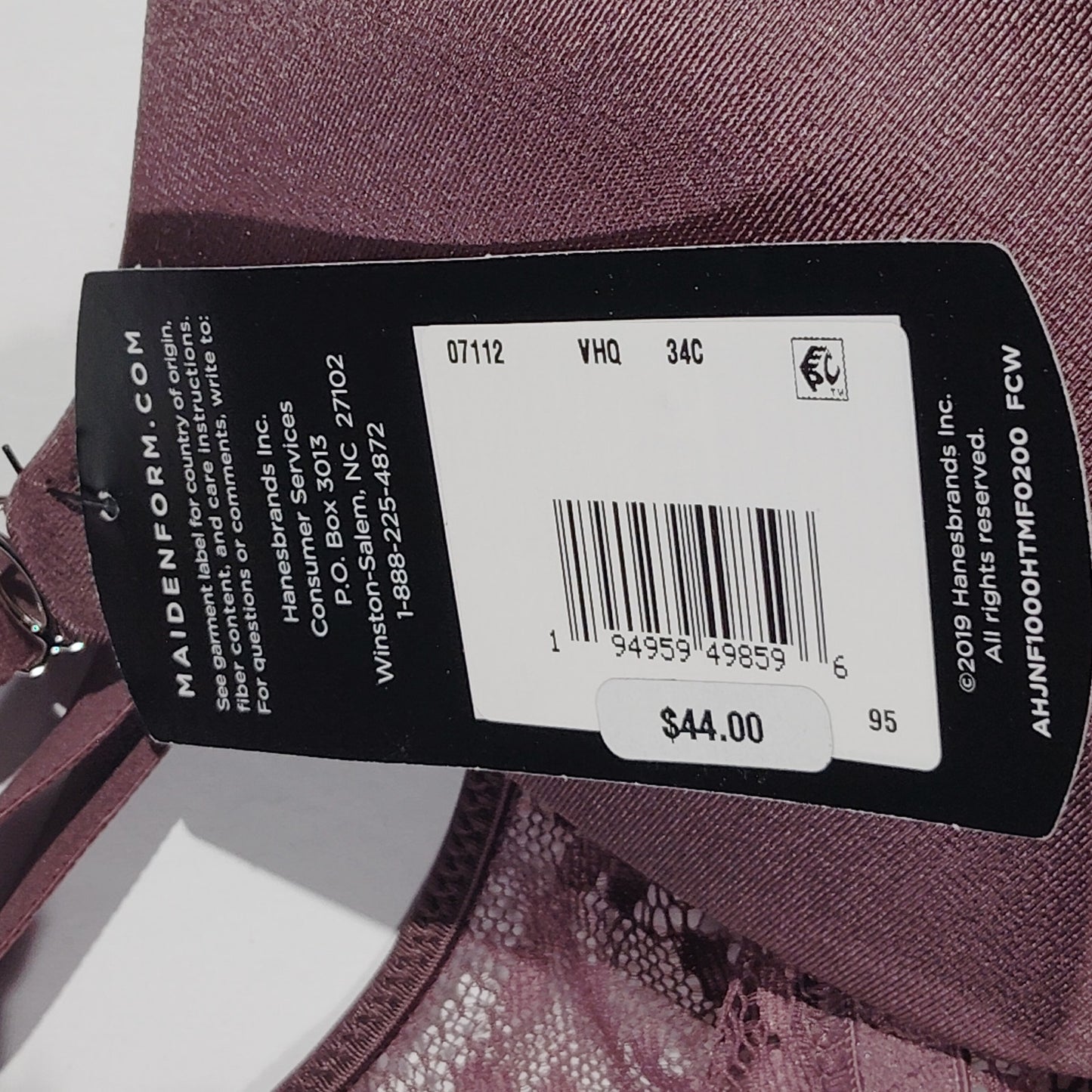 Maidenform One Fab Fit Lace Front Closure T-Back Bra – Currant Purple – 34C