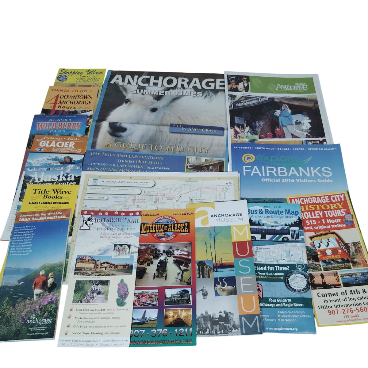 Vintage Alaska Tourist Guides & Maps (2009-2016) - Anchorage Wasilla Fairbanks